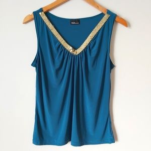 🖤3/$20 Gold Sequin and Teal V-neck Tank Top